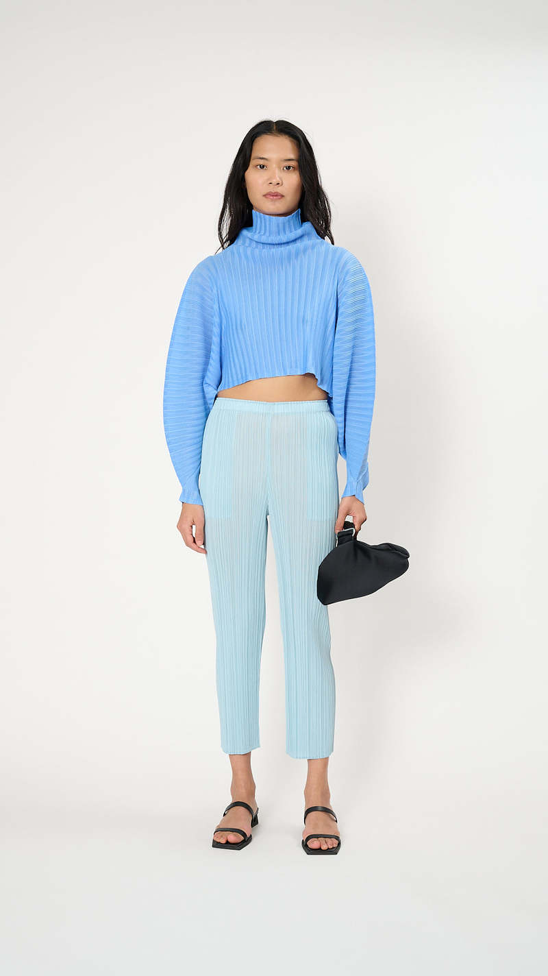 Pleats Please by Issey Miyake December Rib Pleats Top - Steel Blue