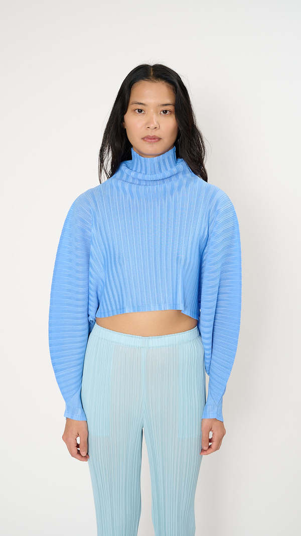 Pleats Please by Issey Miyake December Rib Pleats Top - Steel Blue