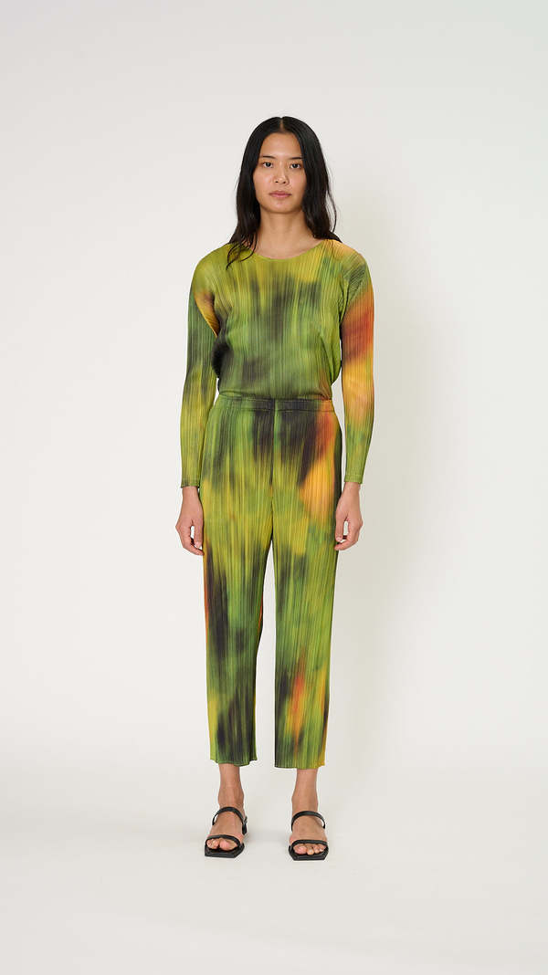 Pleats Please by Issey Miyake Turnip and Spinach Pants - Spinach