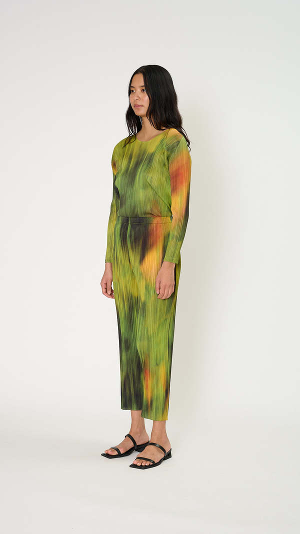 Pleats Please by Issey Miyake Turnip and Spinach Pants - Spinach