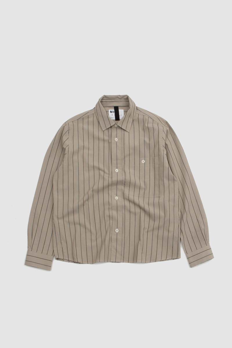 Margaret Howell Overall Wide Stripe Cotton Linen Shirt