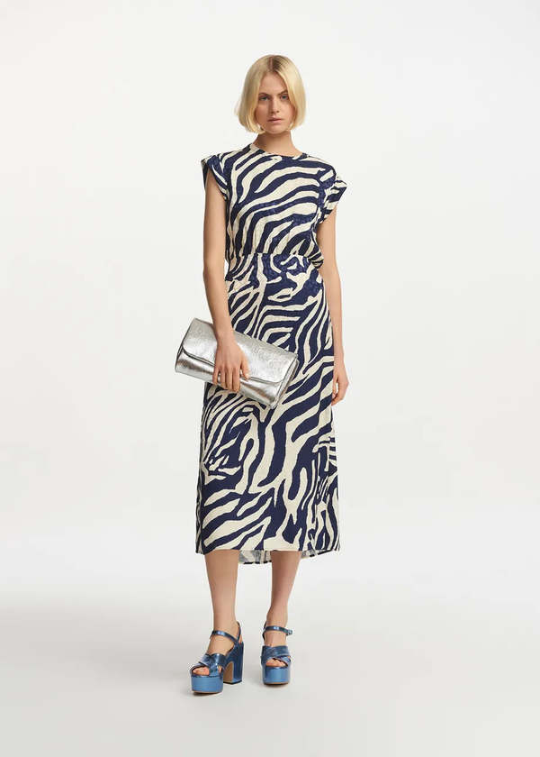 Essentiel Antwerp Fayola Midi Length Dress - Navy | Garmentory