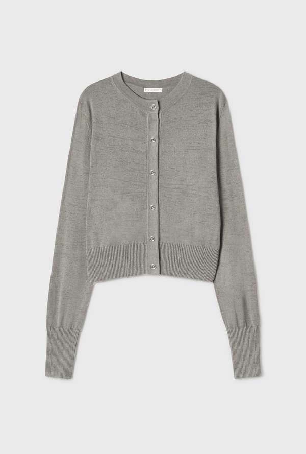 Silk Laundry Cropped Cardigan - Moon