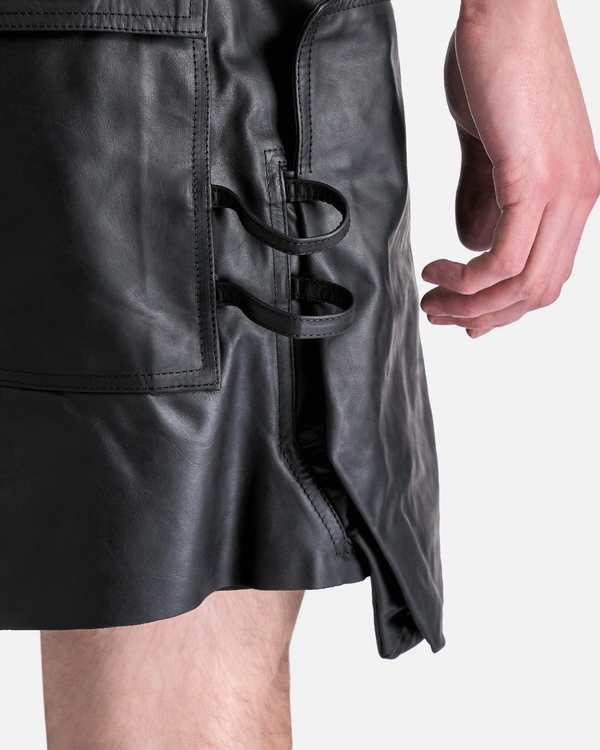 Rick Owens Leather Stefan Cargo Shorts - Black | Garmentory