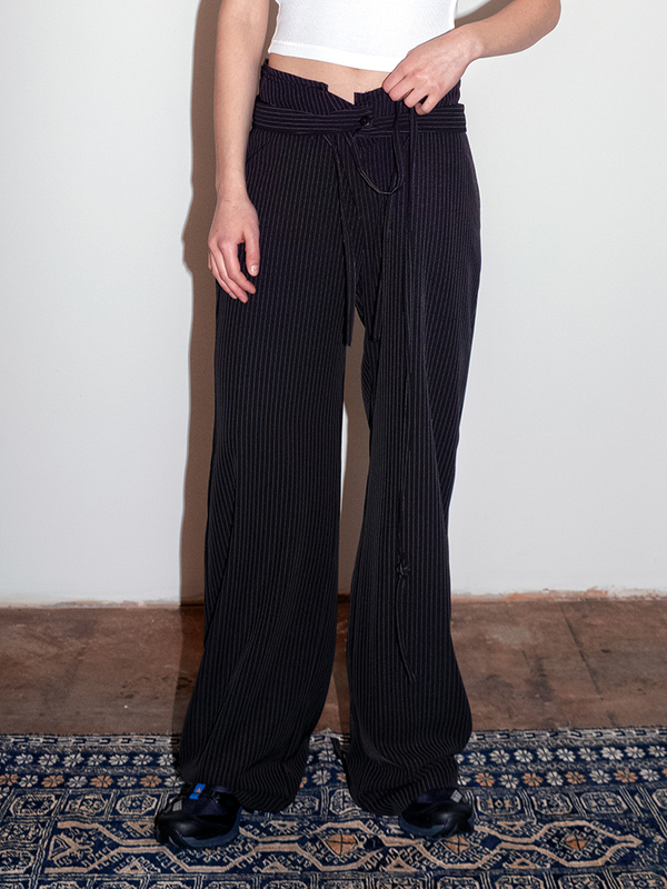 Ottolinger Double Fold Suit Trouser - Black Pinstripe | Garmentory