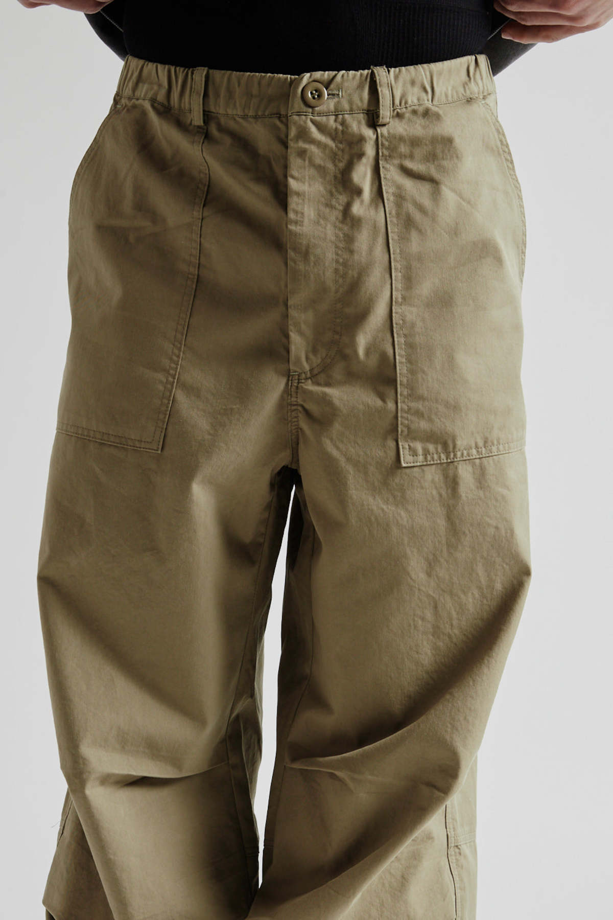 Silver Banding Wide Fatigue Pants - Khaki Beige | Garmentory