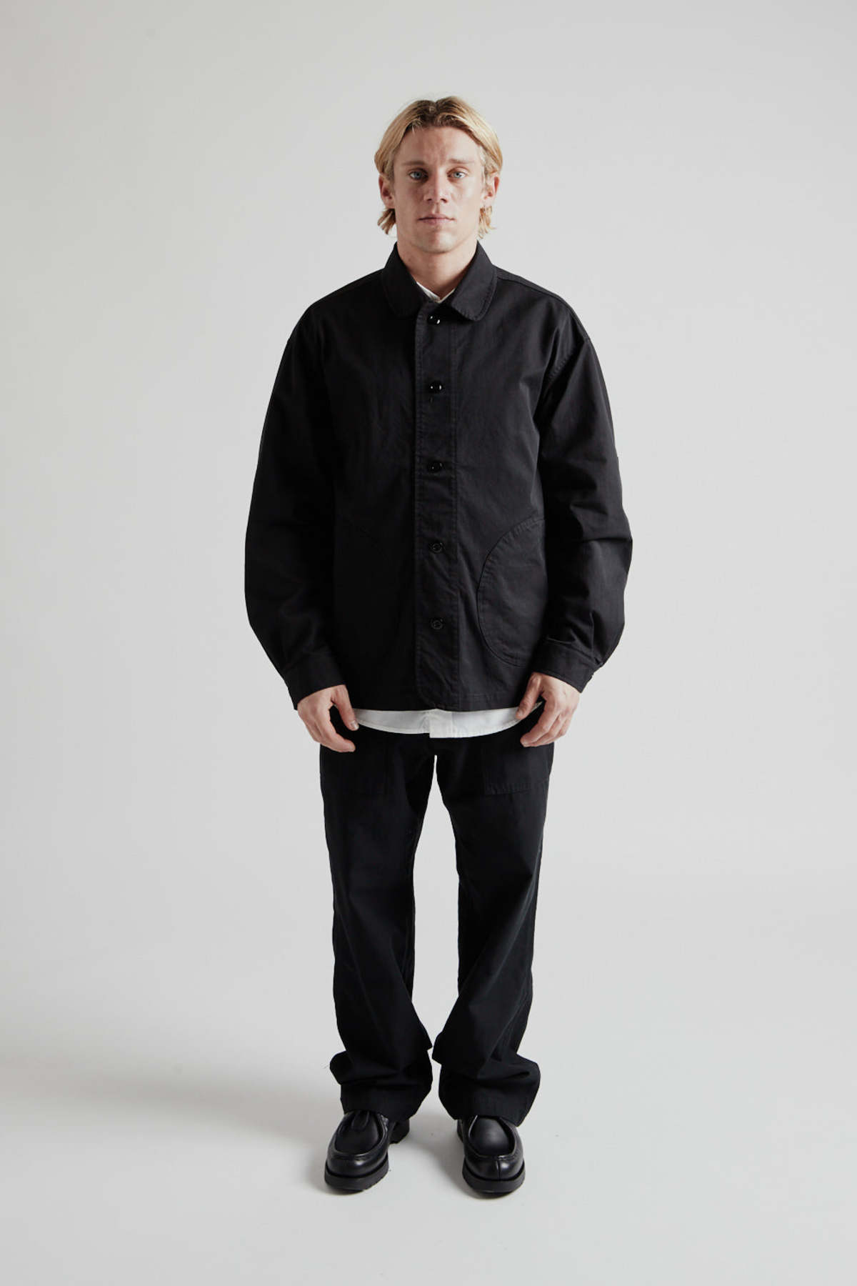 FRIZMWORKS Round Patch Coverall Jacket - Black | Garmentory
