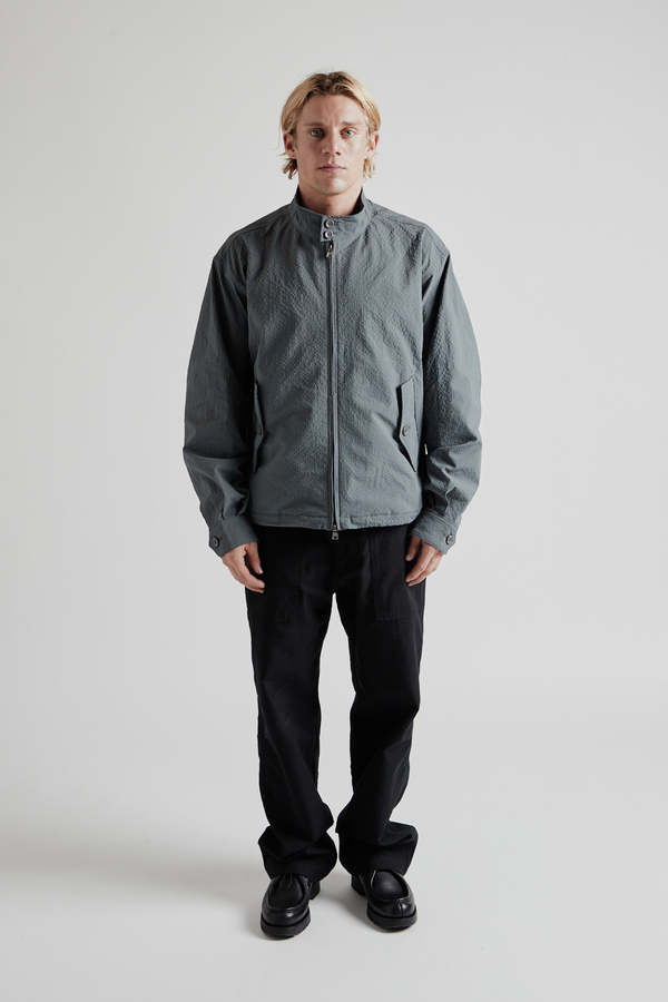 FRIZMWORKS Seersucker Buddy Harrington Jacket - Blue Gray | Garmentory