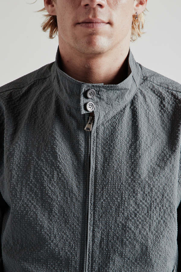 FRIZMWORKS Seersucker Buddy Harrington Jacket - Blue Gray | Garmentory