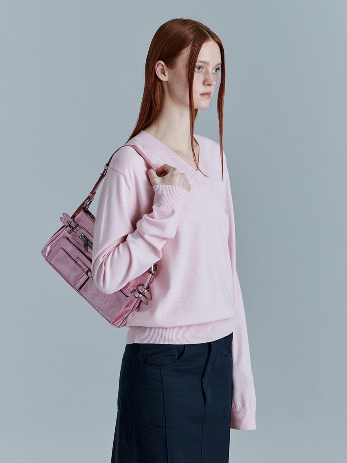Marge Sherwood Flat Pocket Shoulder Bag - Metallic Pink