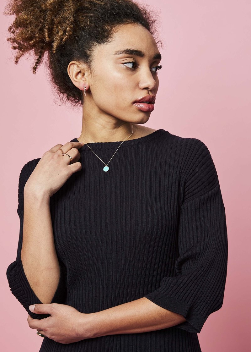 Sara Lanzi Knit Rib Silk Tee - Navy | Garmentory