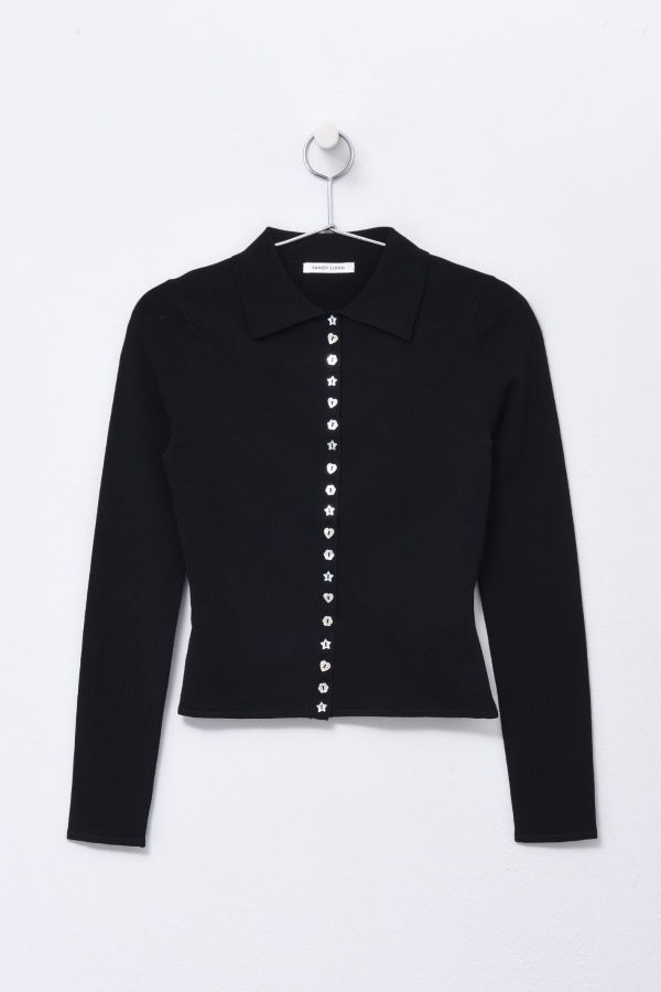 Sandy Liang Fiction Cardigan - Black