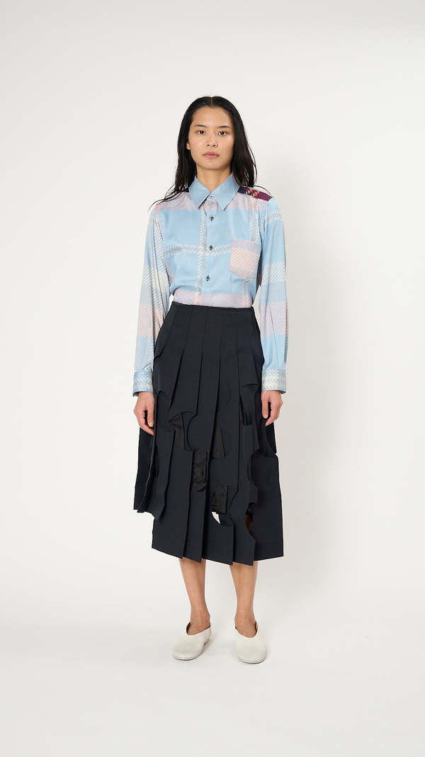 Comme des Garçons Cut Out Pleated Skirt - Black | Garmentory