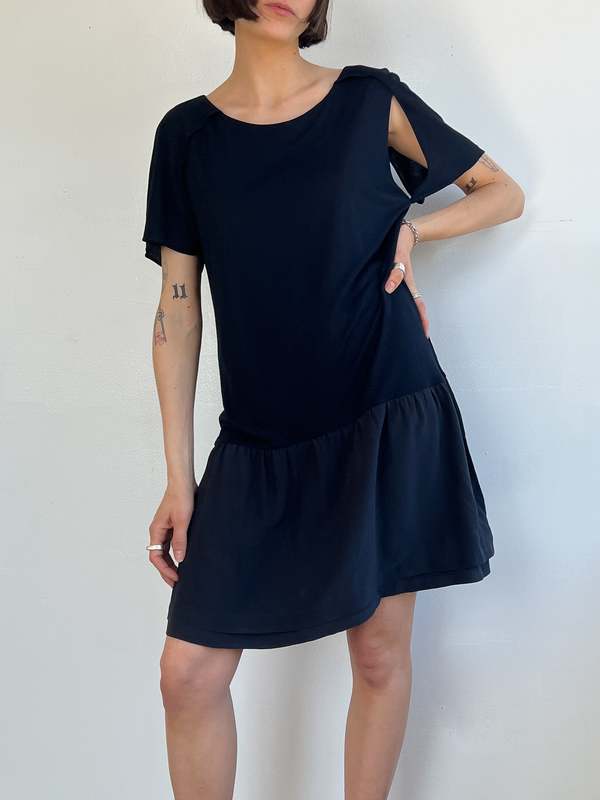 Vintage Fendi Silk + Knit Dress - Navy | Garmentory Vintage Fendi Silk + Knit Dress - Navy | Garmentory