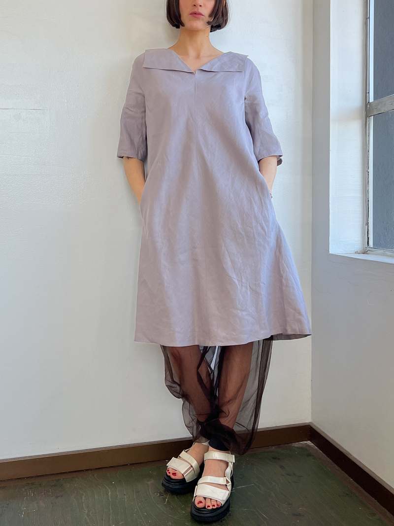 white linen spaghetti strap dress Women's Sandcomber White Linen Blend Midi Dress | Size: S main image 1