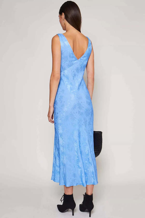 knee length dresses for ladies Sandrine Jacquard Midi Dress in Daisy Jacquard Blue main image 1