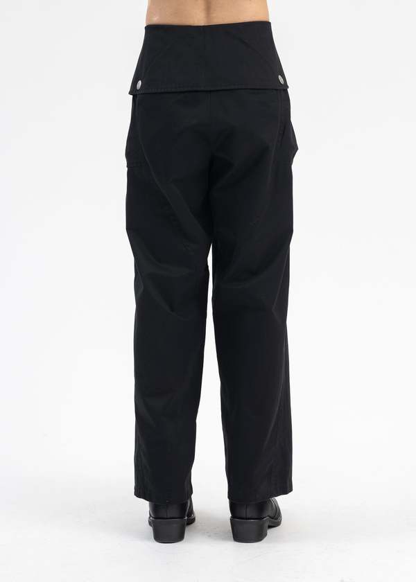 Omar Afridi CARBON PURE DYED COTTON FLAP TROUSERS - Black | Garmentory