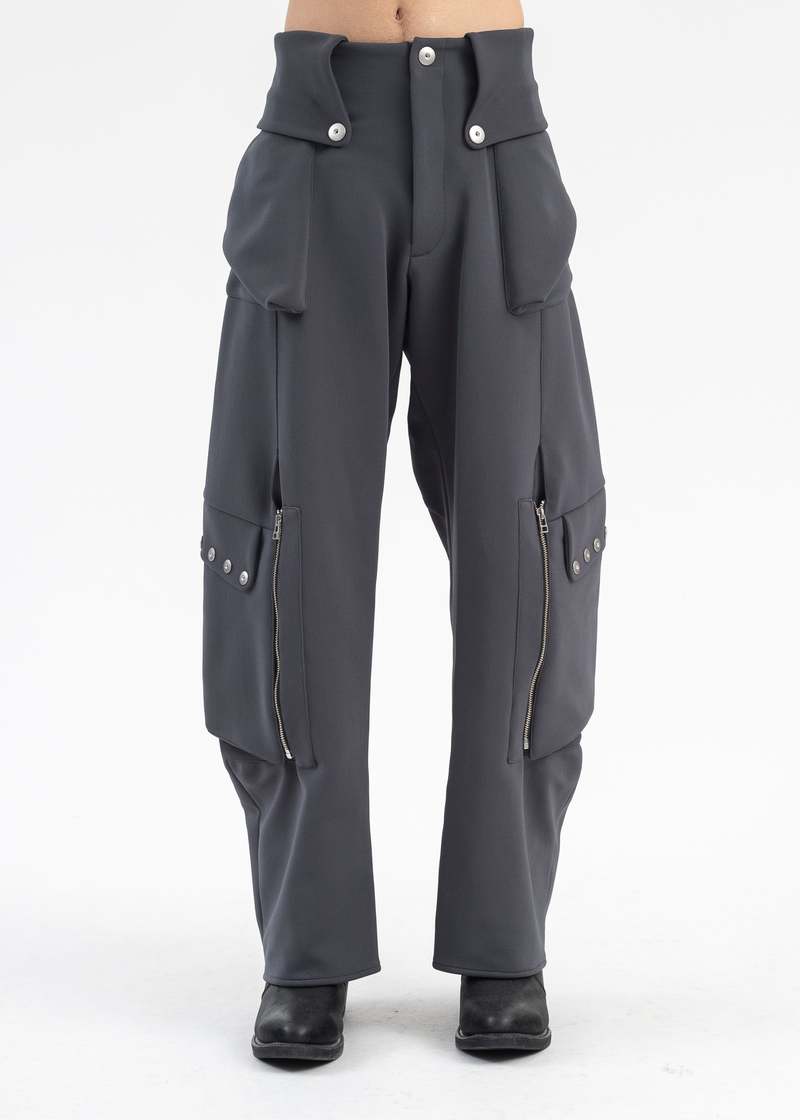Omar Afridi SLATE CARDI KNIT TOTEM CARGO TROUSERS - GRAY | Garmentory
