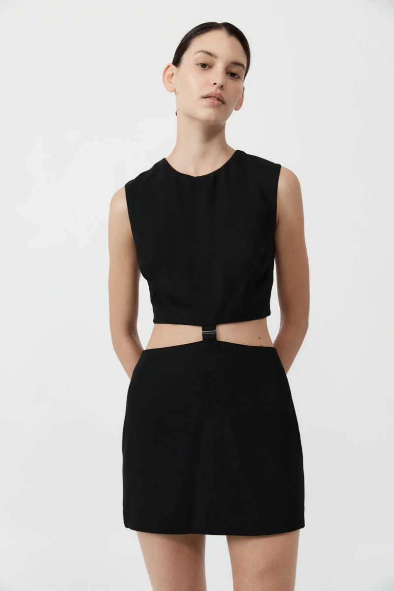 St. Agni Clip Buckle Mini Dress - Black | Garmentory