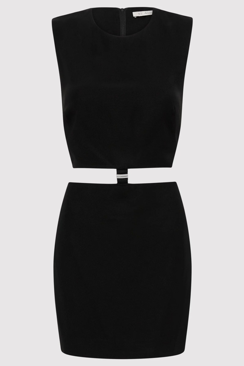 below the knee black dress with sleeves Banned Alternative Astrid Black Buckle Mini Dress with Zip Front and G   Banned Alternative Europe