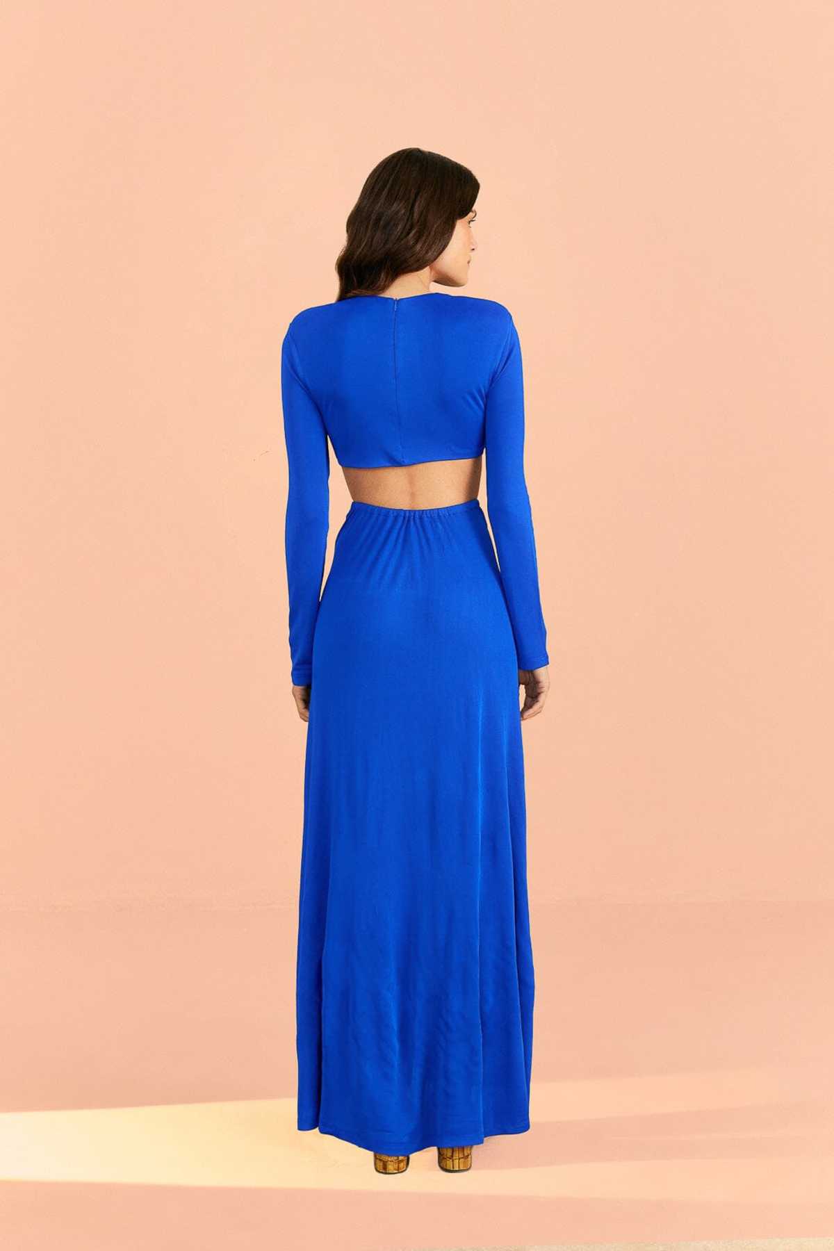 Farm Rio Knot Cut Out Maxi Dress - Blue | Garmentory