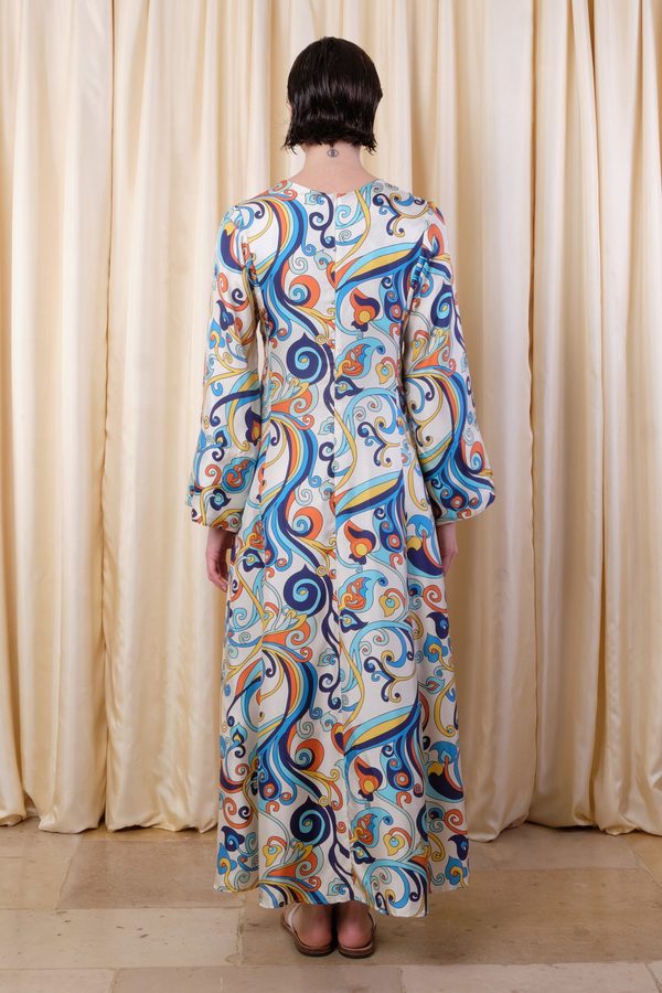 La Prestic Ouiston Marly Dress - Arabesques Bleu | Garmentory