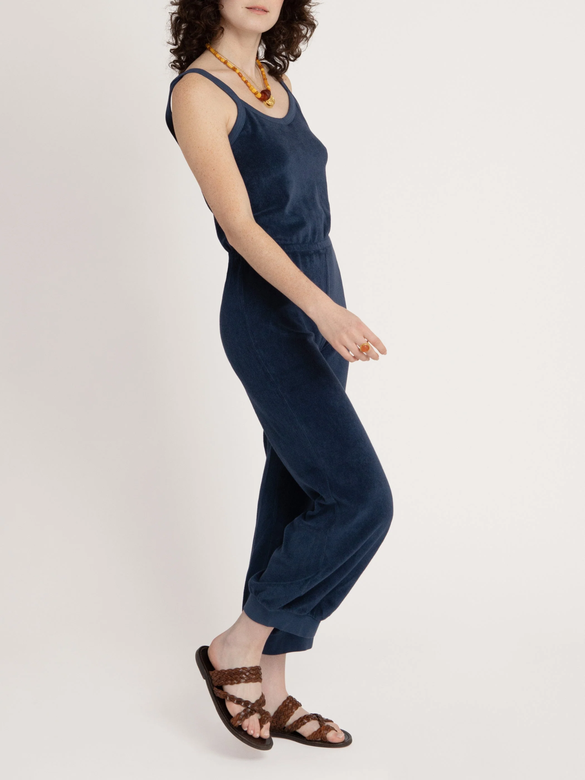 Suzie Kondi The Giorgi Terry Tank Jumpsuit - Navy | Garmentory