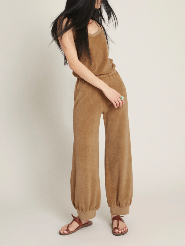 Suzie Kondi The Giorgi Terry Tank Jumpsuit - Pecan | Garmentory