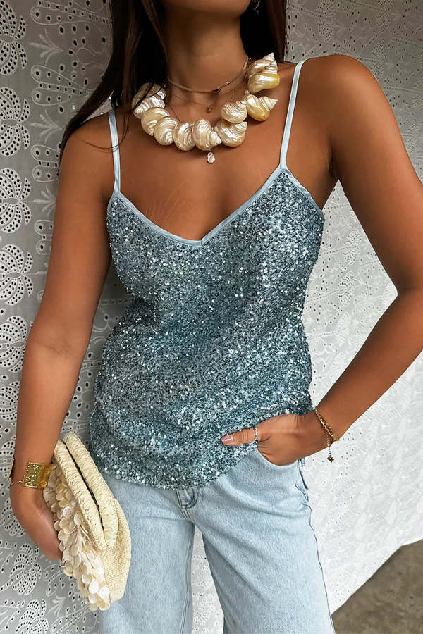 never fully dressed sequin top Silver Sequin T Shirt
