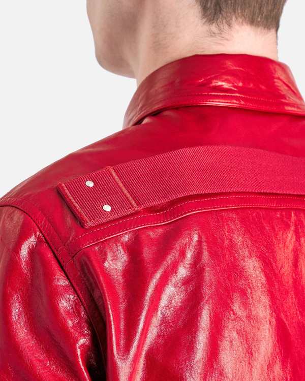 Rick Owens Leather Outershirt Cardinal Red