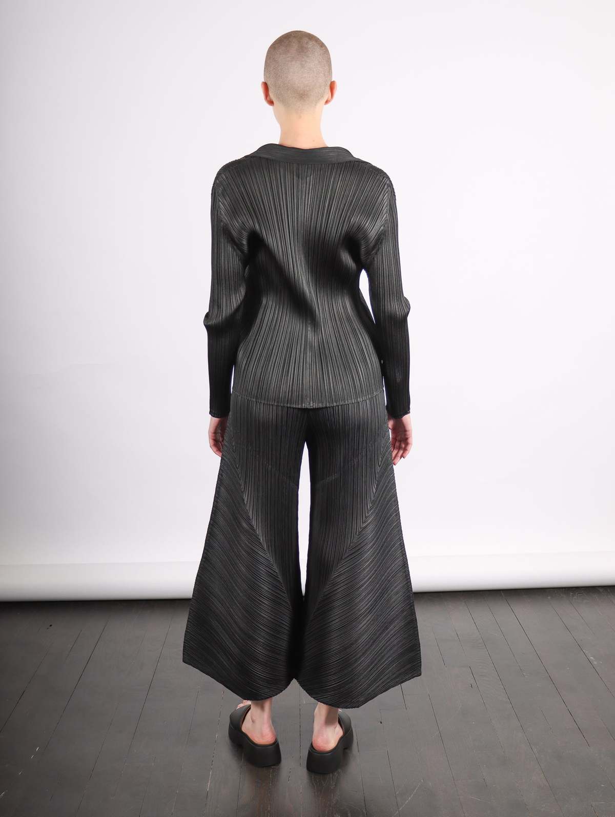 Basics Collared Top in Black by Pleats Please Issey Miyake