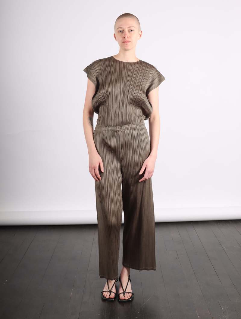 Pleats Please by Issey Miyake Monthly Colors March Pants - Khaki  