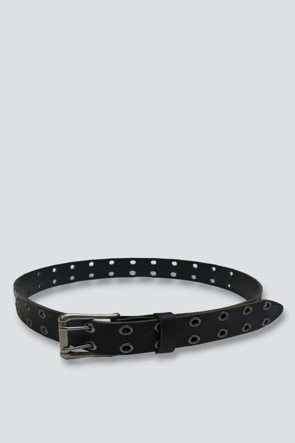 Assembly Leather Double Eyelet Belt - Black