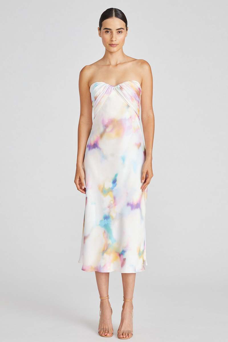 Monique Lhuiller ML Annika Satin Midi Dress - Golden Sky Monique Lhuiller ML Annika Satin Midi Dress - Golden Sky