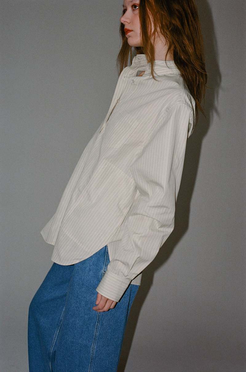 Saks Potts William Shirt - Muted Yellow Stripe