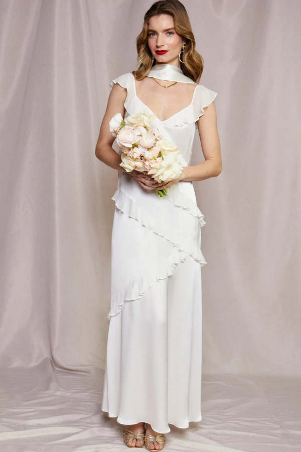 Rixo London Gail Silk Maxi Dress Ivory