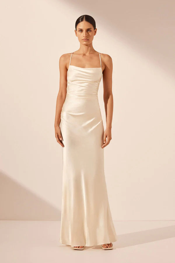 Shona Joy La Lune Lace Back Maxi Dress - Cream | Garmentory