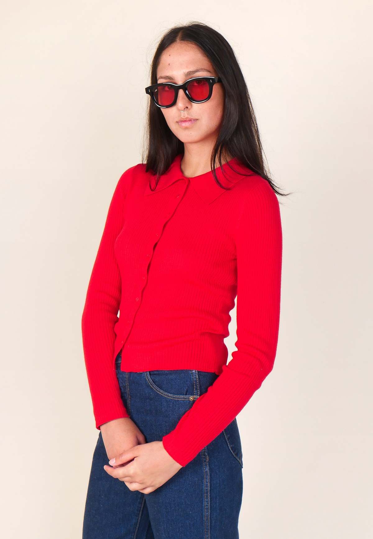 Rollas Caroline Knit Long Sleeve Top - Coral - Image 2 of 8