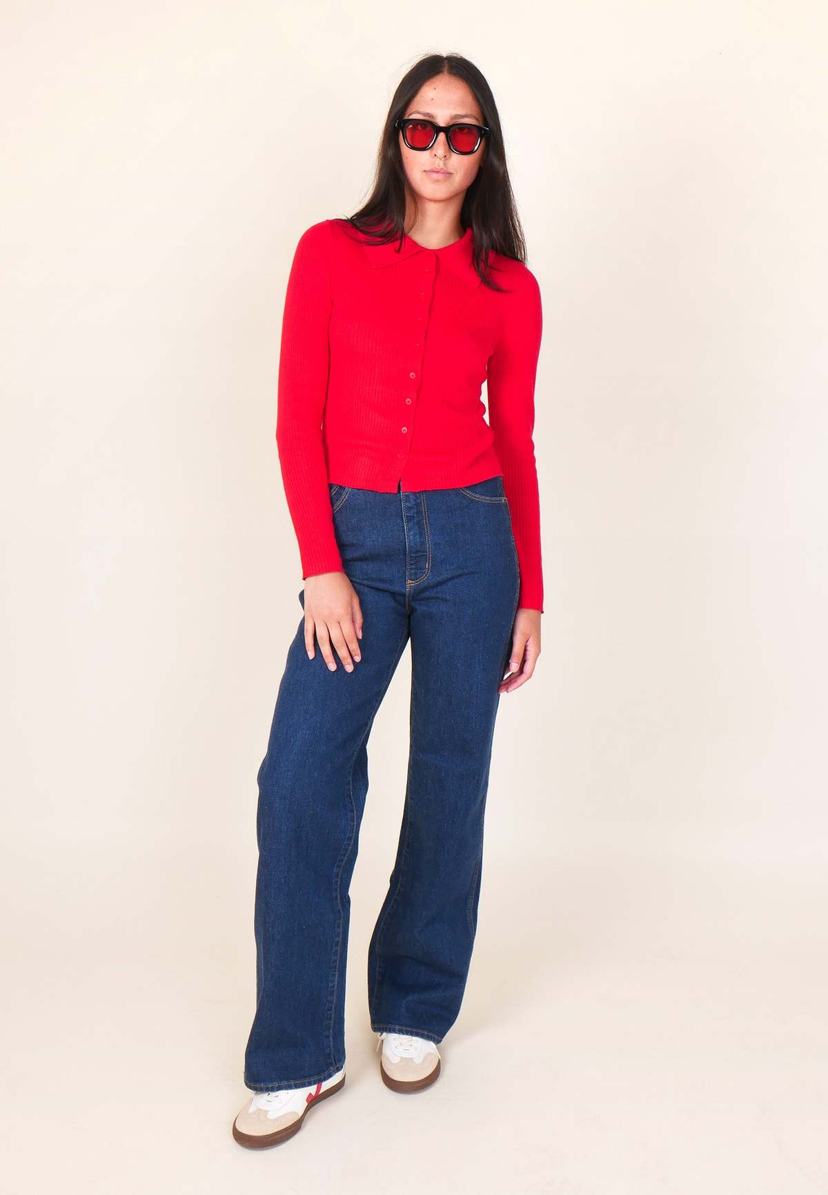 Rollas Caroline Knit Long Sleeve Top - Coral - Image 4 of 8