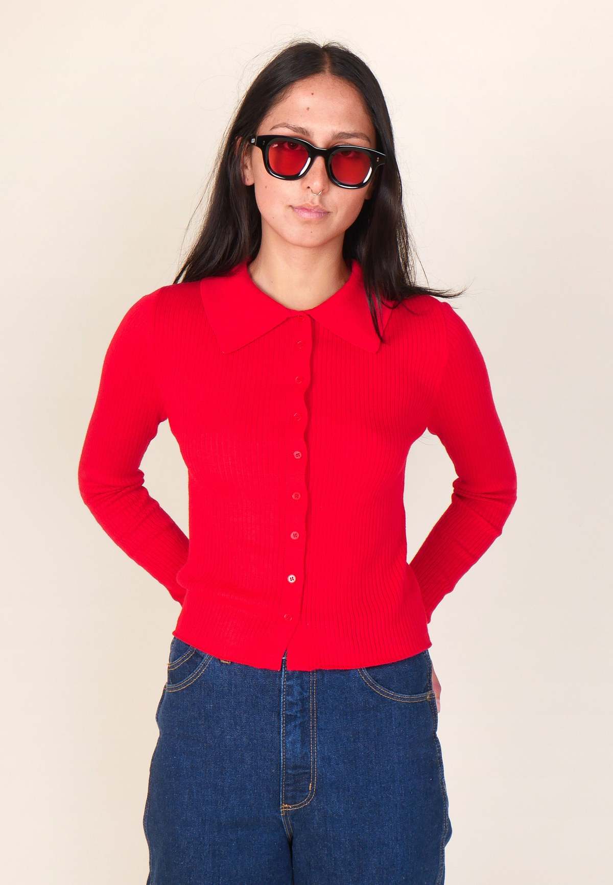Rollas Caroline Knit Long Sleeve Top - Coral - Image 5 of 8