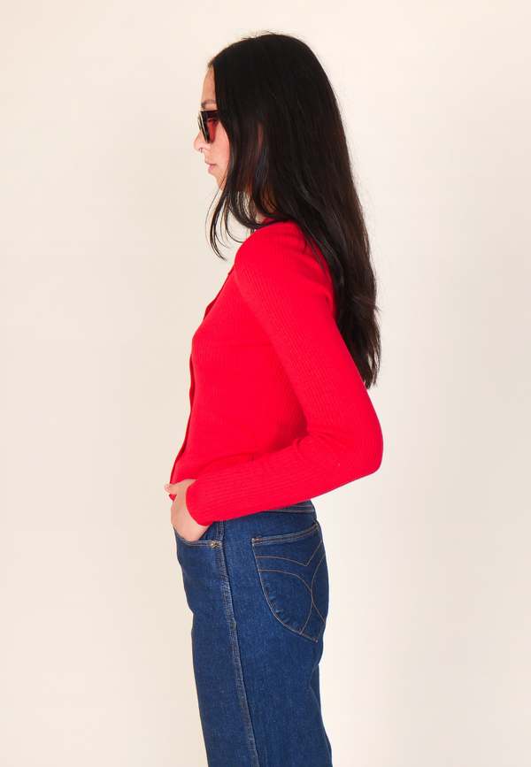 Rollas Caroline Knit Long Sleeve Top - Coral