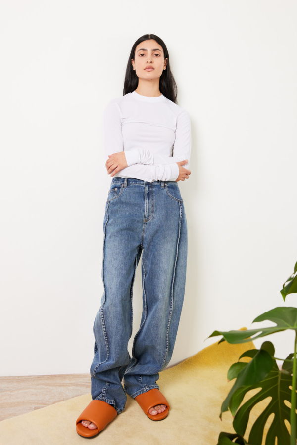 Tibi Spring Denim Tuck Jean - Classic Blue