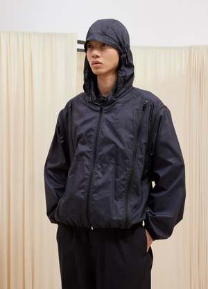 Lemaire Zipped Hooded Blouson - Blue Black | Garmentory