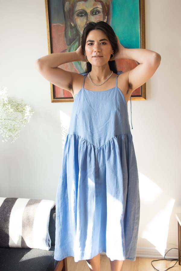 Eliza Faulkner Amelie Linen Dress - Blue on Garmentory
