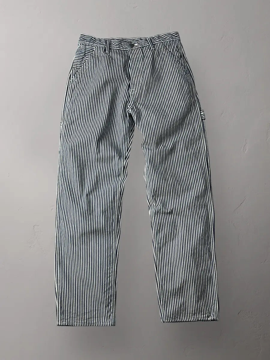The Flat Head Hickory Painter Pants - White/Navy | Garmentory