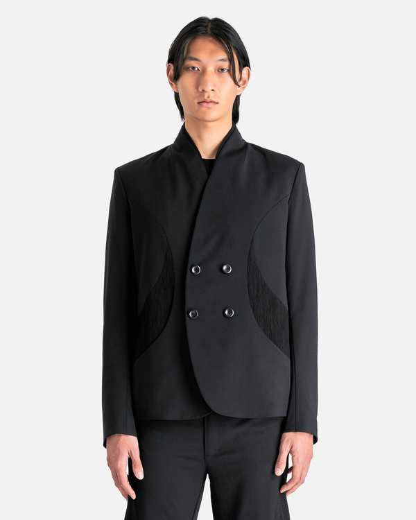 10737 Black Shawl Collar Loose Jacket