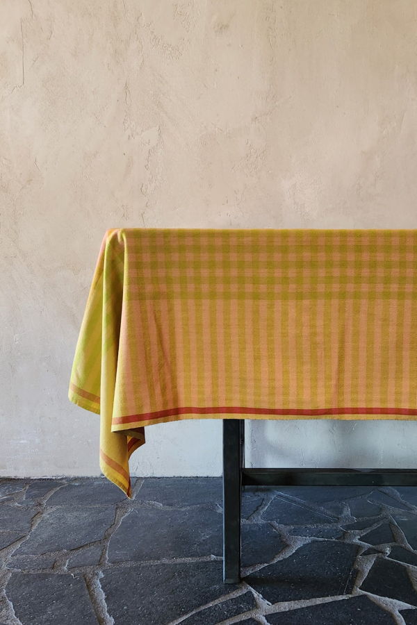 All Roads Grid Tablecloth - Pink Lemonade
