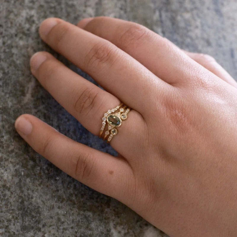 Jennie Kwon Designs Diamond Ripple Arch Ring - 14K Yellow/14K Rose/14K White