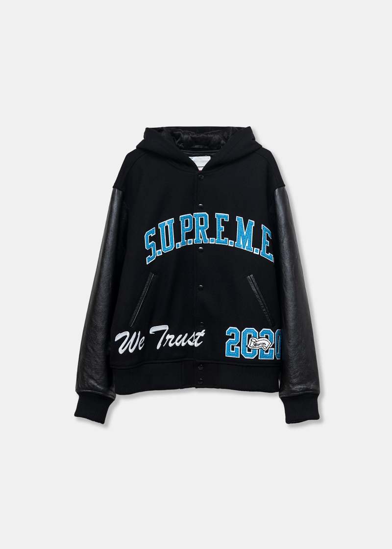 Supreme King Hooded Varsity Jacket - Black | Garmentory