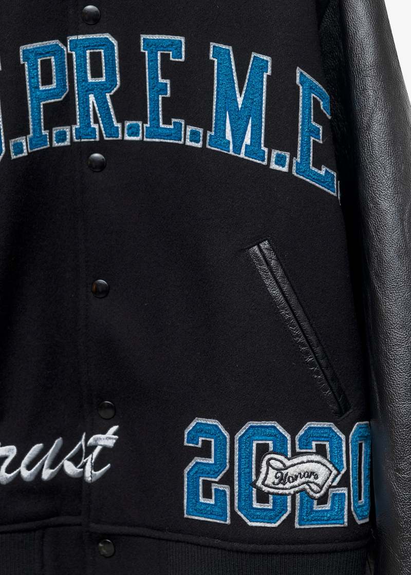Supreme King Hooded Varsity Jacket - Black | Garmentory